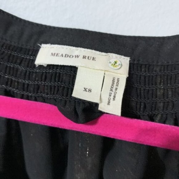 Anthropologie Meadow Rue Blouse Size XS Black Metallic Gold Shimmer Marya Blouse - Picture 3 of 10